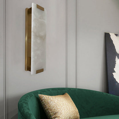Nordic Light Luxury Copper Marble Strip Design 3-Light Wall Sconce Lamp