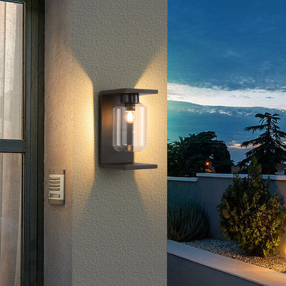 Waterproof Steel Cylinder Glass 1-Light Wall Sconce Lamp