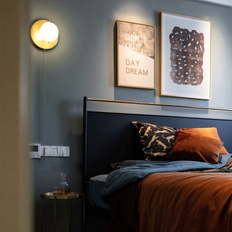 Light Luxury Copper Glass Ball 1-Light Wall Sconce Lamp