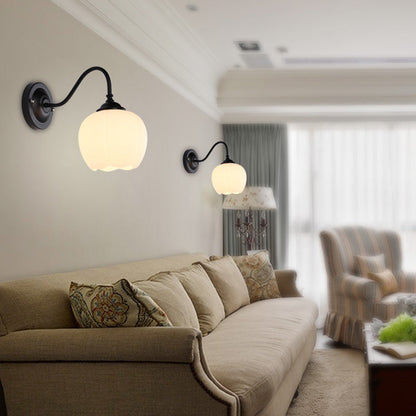 Minimalist Floral Iron Glass 1-Light Wall Sconce Lamp