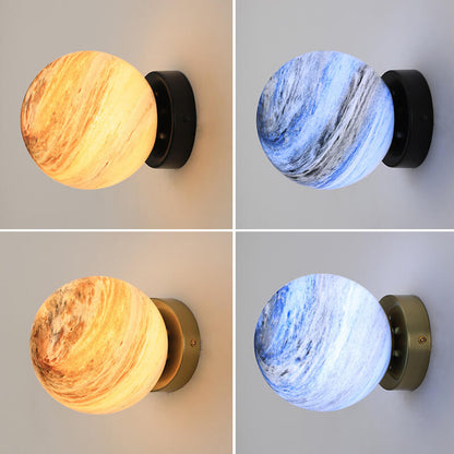 Creative Planet Glass Iron Orb 1-Light Wall Sconce Lamp