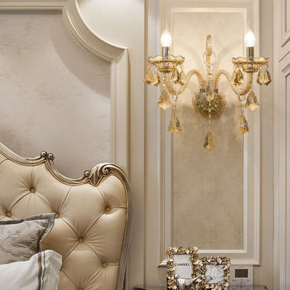 Glass Candelabra Hardware 1/2-Light Wall Sconce Lamp