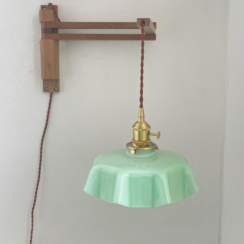 Eclectic Beam Pleated Glass Shade 1-Light Wall Sconce Lamp