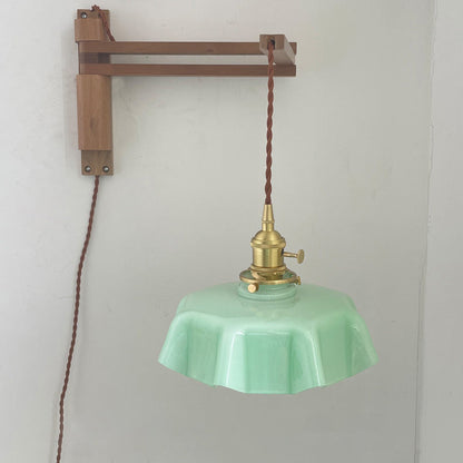 Eclectic Beam Pleated Glass Shade 1-Light Wall Sconce Lamp
