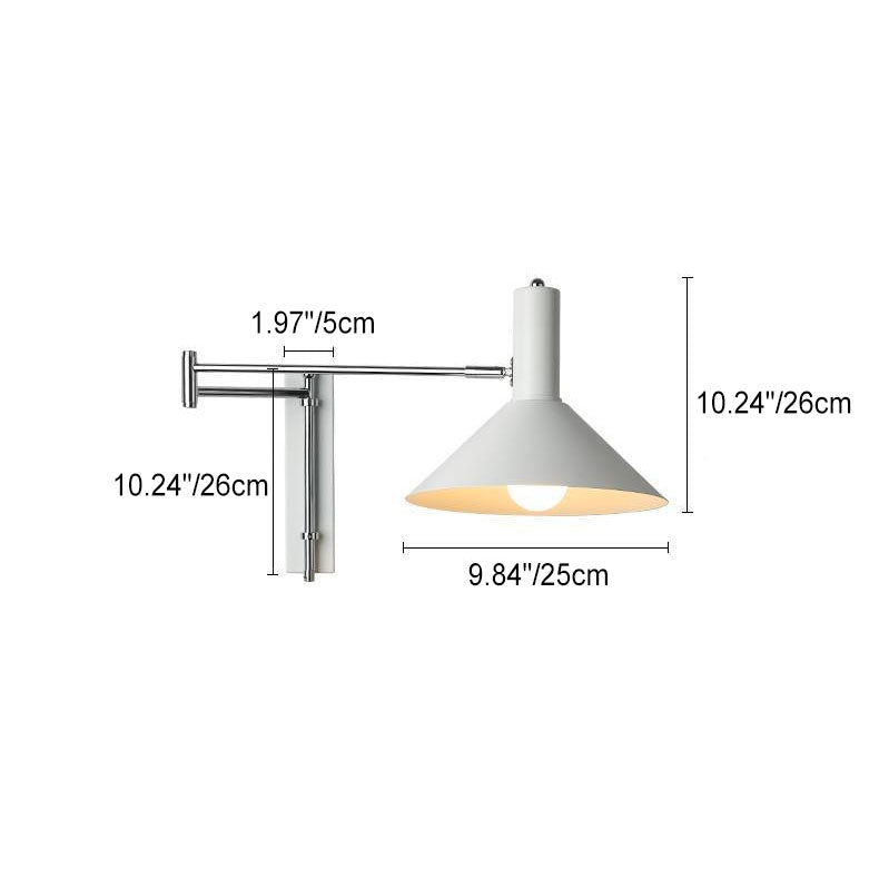 Round Tapered Iron 1-Light Retractable Wall Sconce Lamp