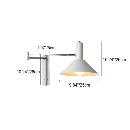 Round Tapered Iron 1-Light Retractable Wall Sconce Lamp