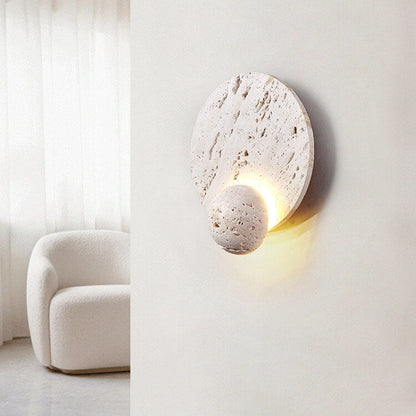 Cream Double Disc White Travertine LED Wall Sconce Lamp