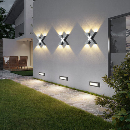 Minimalist Waterproof X-Shape Aluminum LED Wall Sconce Lamp