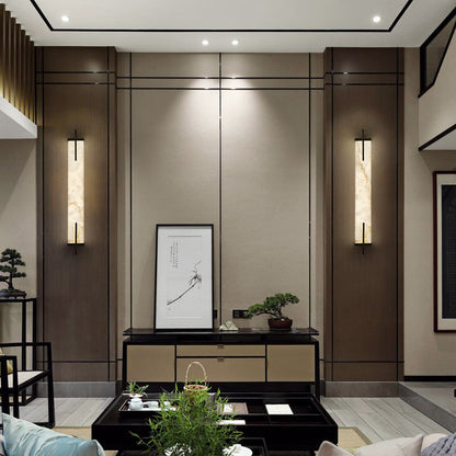 Luxury Full Copper Marble Rectangle LED Wall Sconce Lamp