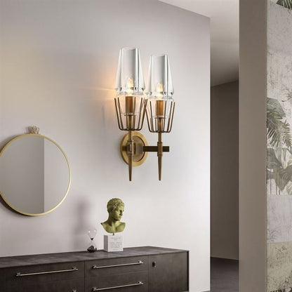 Retro Iron Glass Cylinder 1/2 Light Wall Sconce Lamp