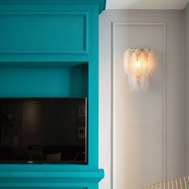 Light Feather Iron Glass 2/3-Light Wall Sconce Lamp