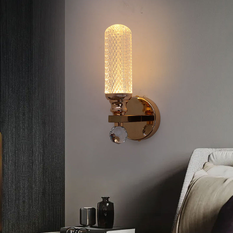 Cylindrical Hardware Acrylic 1-Light Wall Sconce Lamp