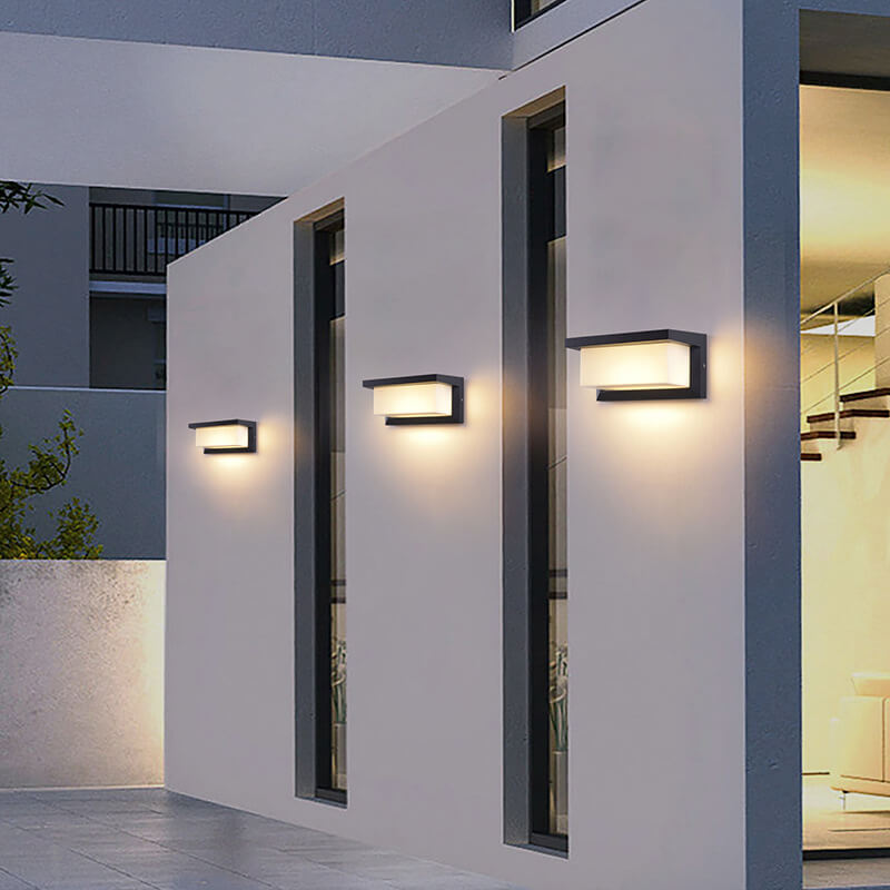 Minimalist Solar Rectangle PC LED Outdoor Wall Sconce Lamp