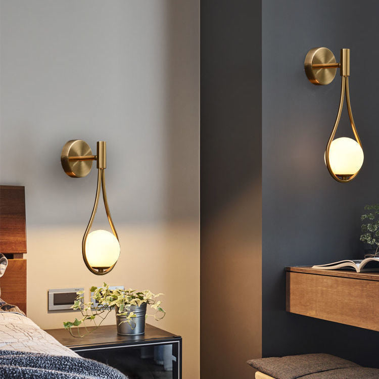 Teardrop Round Ball Iron Glass 1-Light Wall Sconce Lamp