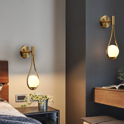 Teardrop Round Ball Iron Glass 1-Light Wall Sconce Lamp