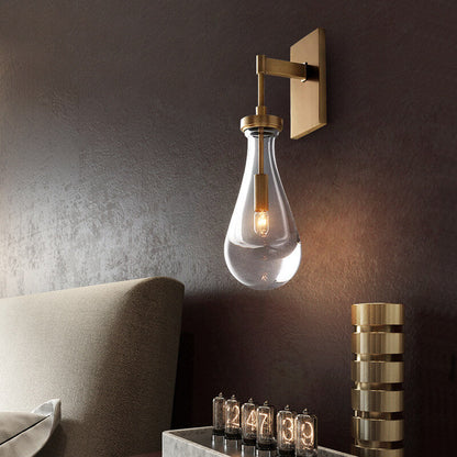 Teardrop Full Copper Crystal 1-Light Wall Sconce Lamp