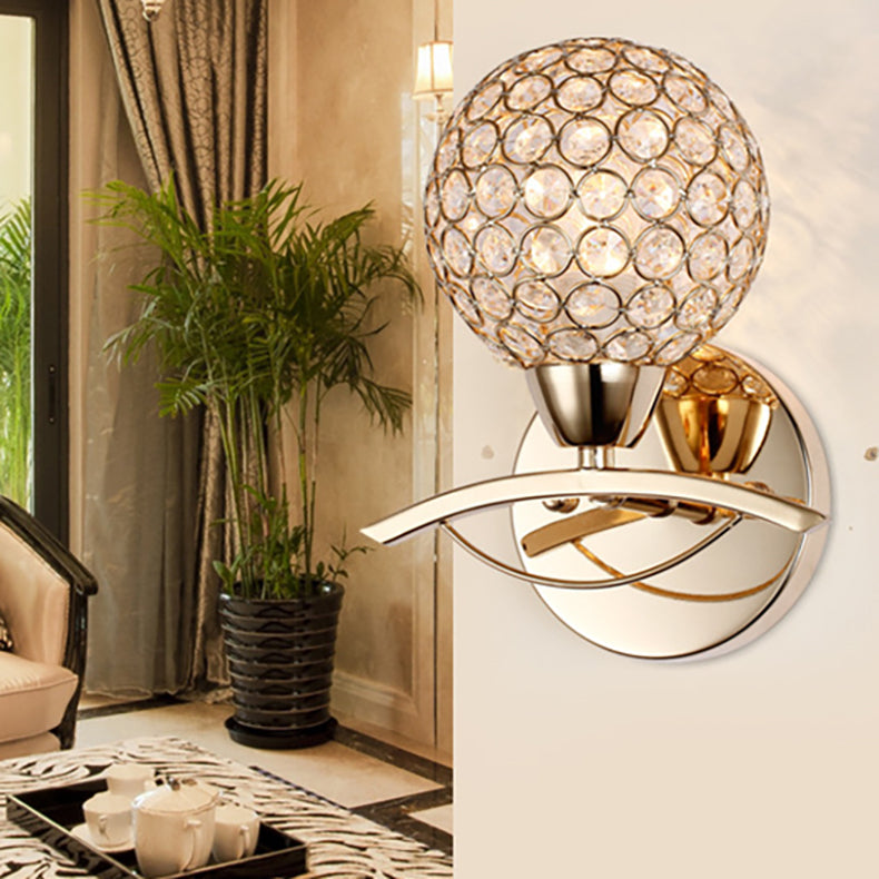 Scandinavian Base Iron Crystal 1/2 Light Wall Sconce Lamp