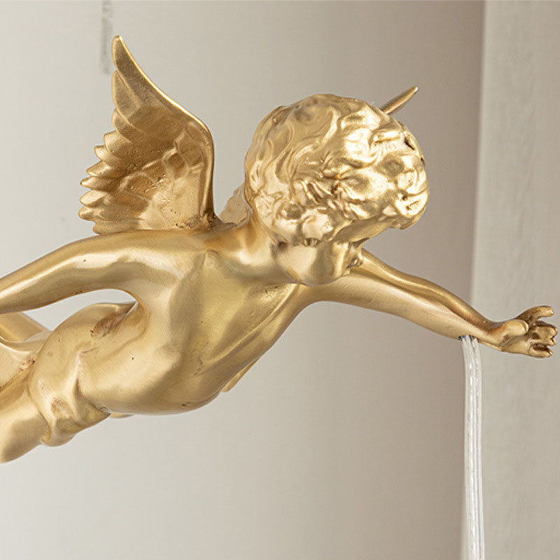 French Brass Flower Angel Shape 1-Light Wall Sconce Lamp