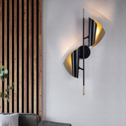 Modern Minimalist Long Leafy Iron 2-Light Wall Sconce Lamp