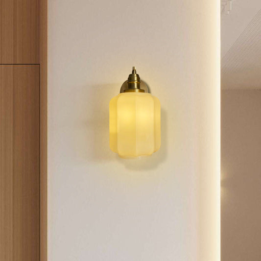 Vintage Minimalist Copper Glass 1-Light Wall Sconce Lamp