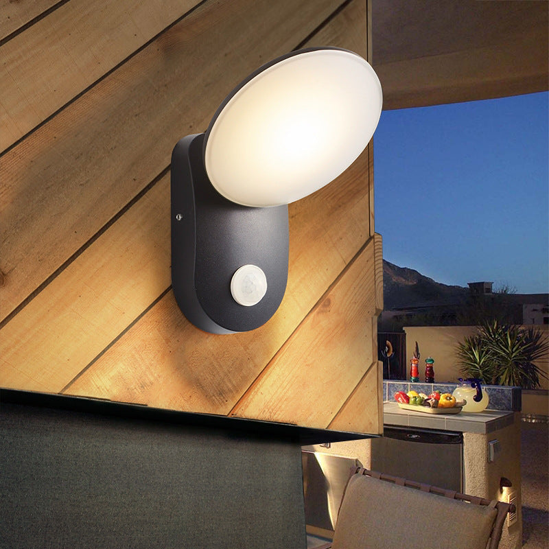 Waterproof Aluminum PC Round Shade LED Wall Sconce Lamp
