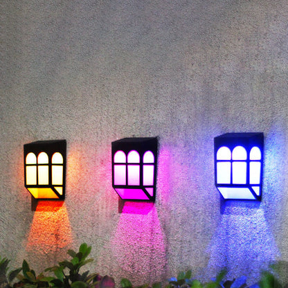 Solar Fence Square RGB Color LED Fence Wall Sconce Lamp