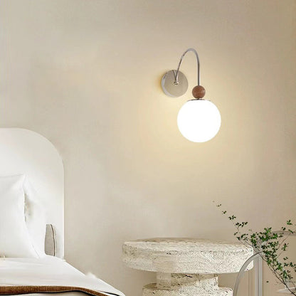 Minimalist Round Ball Iron Glass 1-Light Wall Sconce Lamp