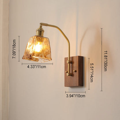 Deco Glass Bell Shade Brass Frame 1-Light Wall Sconce Lamp