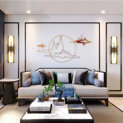 Chinese Iron Frame Cuboid Acrylic LED Wall Sconce Lamp