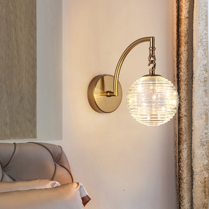 Round Ball Antler Iron Glass LED Wall Sconce Lamp