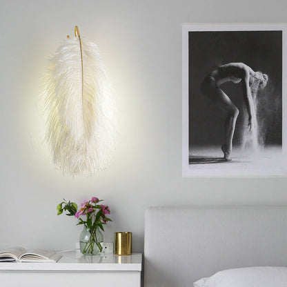 Creative Ostrich Feather Design 1-Light Wall Sconce Lamp