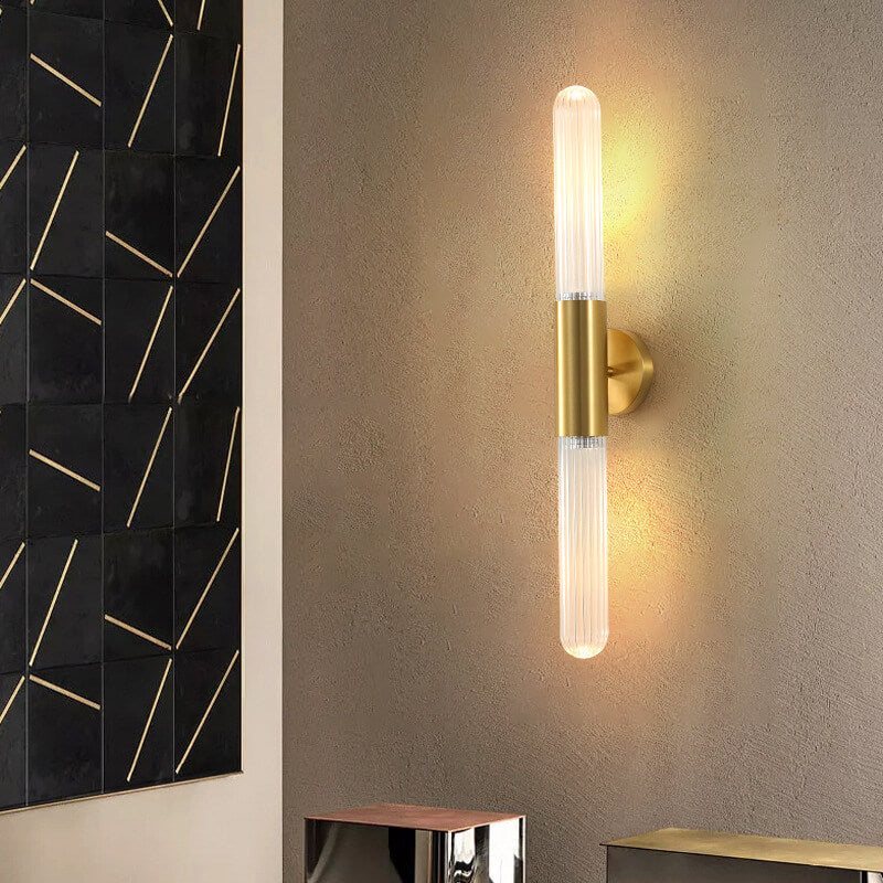 Light Long Gold Clear Copper Glass 1-Light Wall Sconce Lamp