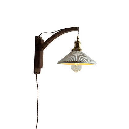 Japanese Glass Ceramic Conic Prism 1-Light Wall Sconce Lamp