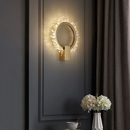 Stainless Crystal Sunflower Design LED Wall Sconce Lamp
