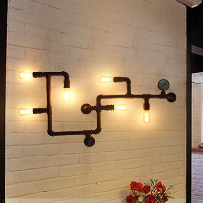Industrial Iron Water Pipe 6-Light Wall Sconce Lamp