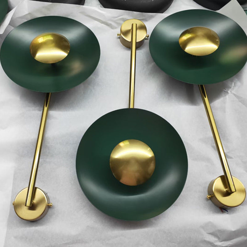 Iron Dark Green Round Long Pole LED Wall Sconce Lamp