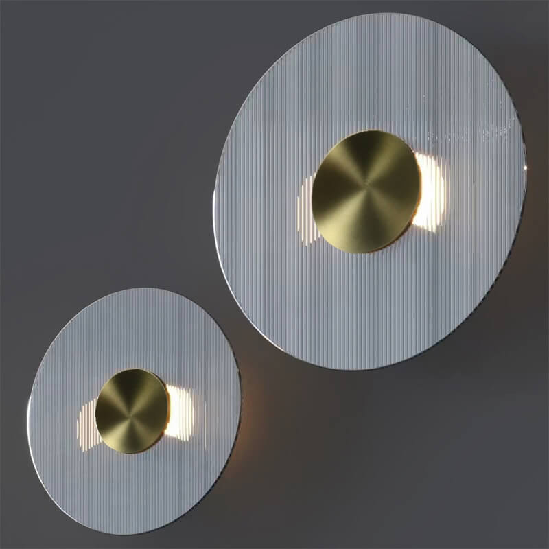 Light Luxury Hardware Disc Glass LED Wall Sconce Lamp