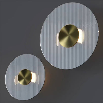 Light Luxury Hardware Disc Glass LED Wall Sconce Lamp
