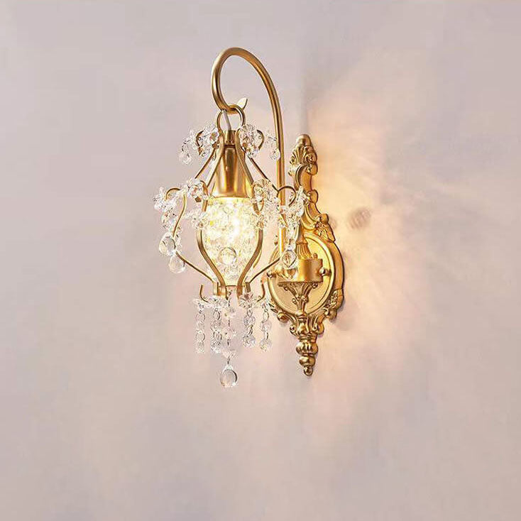 European Light Luxury Crystal Iron 1-Light Wall Sconce Lamp