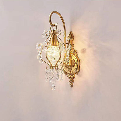 European Light Luxury Crystal Iron 1-Light Wall Sconce Lamp