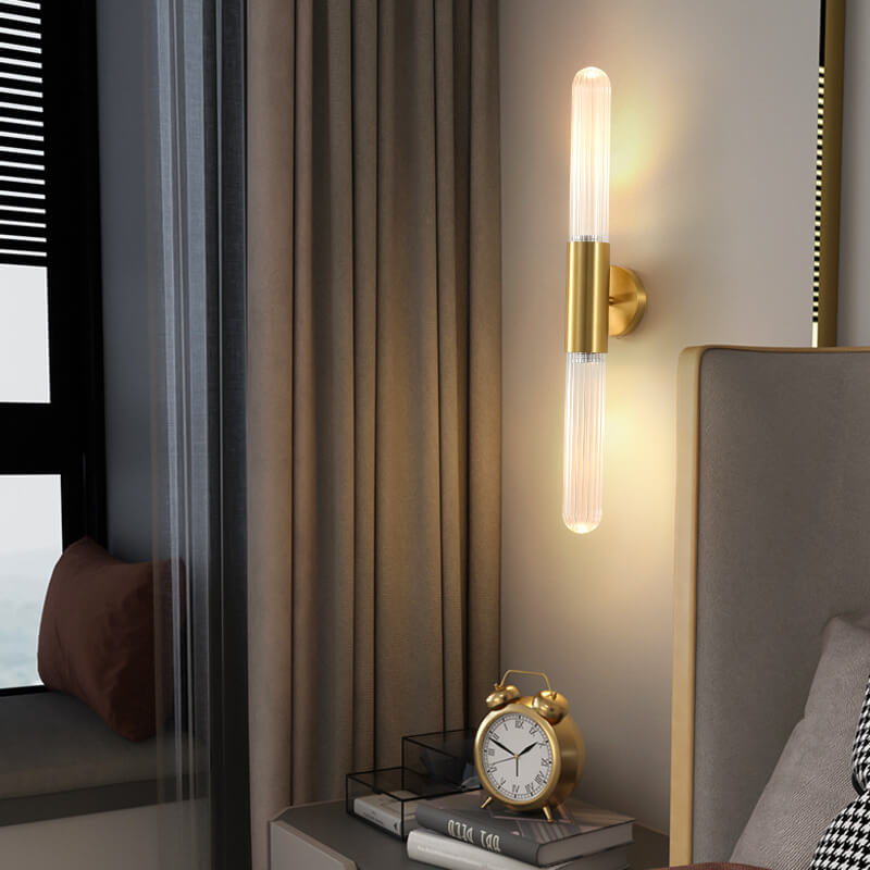 Light Long Gold Clear Copper Glass 1-Light Wall Sconce Lamp