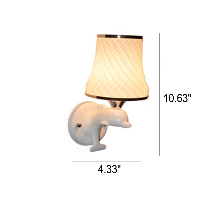 Glass Dolphin Decoration Design 1-Light Wall Sconce Lamp