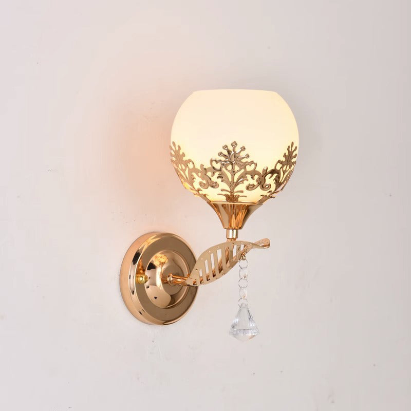 Minimalist Round Flower Iron Glass 1-Light Wall Sconce Lamp