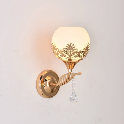 Minimalist Round Flower Iron Glass 1-Light Wall Sconce Lamp