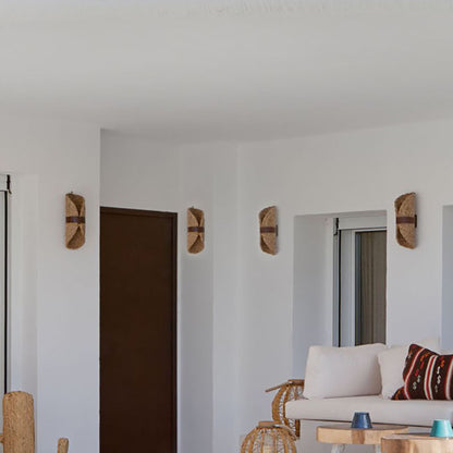 Japanese Leather Wrapping Round 1-Light Wall Sconce Lamp