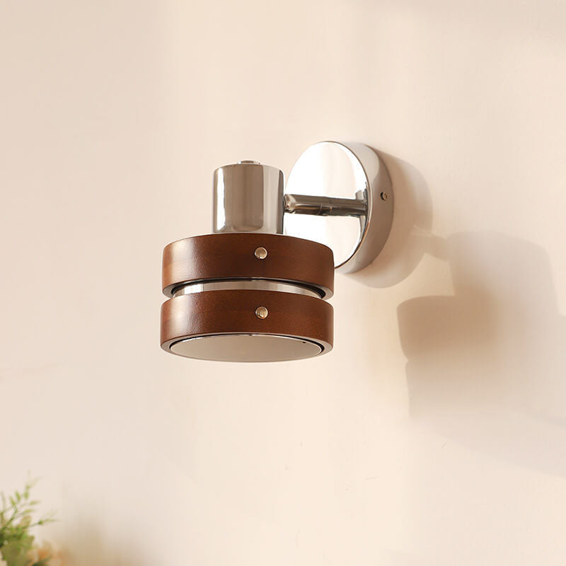 Japanese Walnut Iron Lamp Arm 1-Light Wall Sconce Lamp