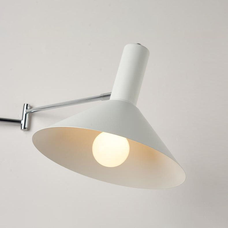 Round Tapered Iron 1-Light Retractable Wall Sconce Lamp