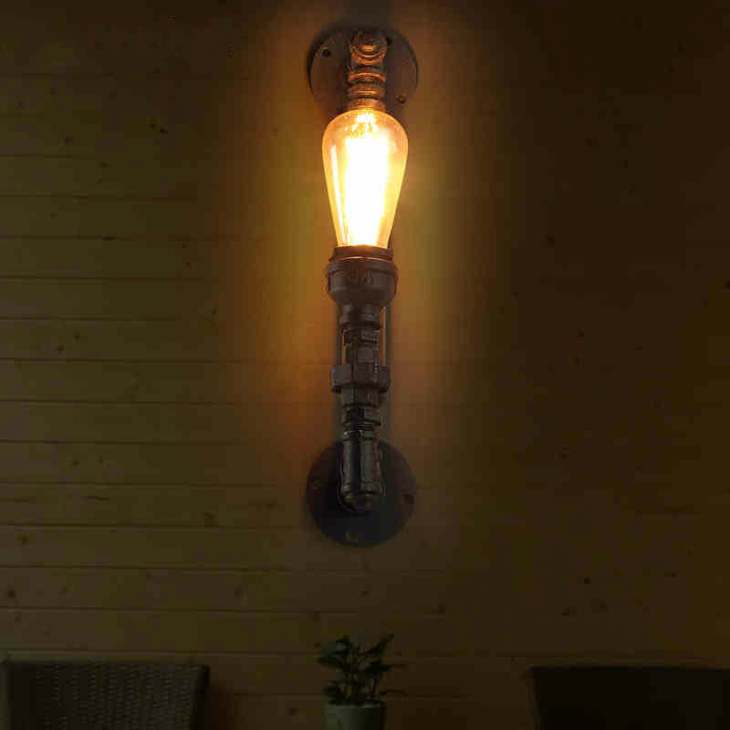Colonial Water Pipe Metal 1-Light Wall Sconce Lamp