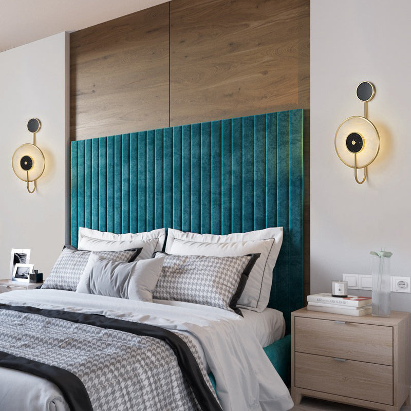 Concentric Marble Disc Iron Copper LED Wall Sconce Lamp