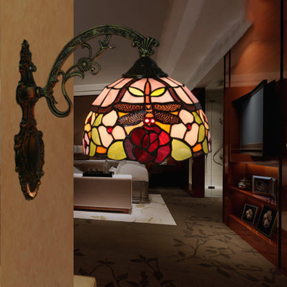 Tiffany Flower Stained Glass 1-Light Wall Sconce Lamp